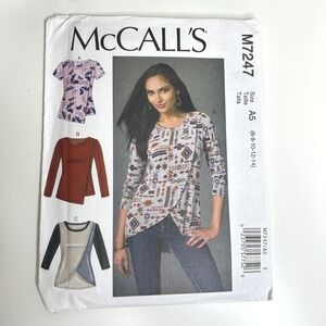 McCalls M7247 Sewing Pattern Uncut Womens Tops Size A5 Misses Petite Knit Fabric